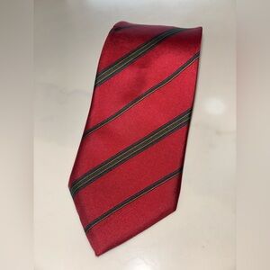 Vintage Yves Saint Laurent red striped all-silk necktie